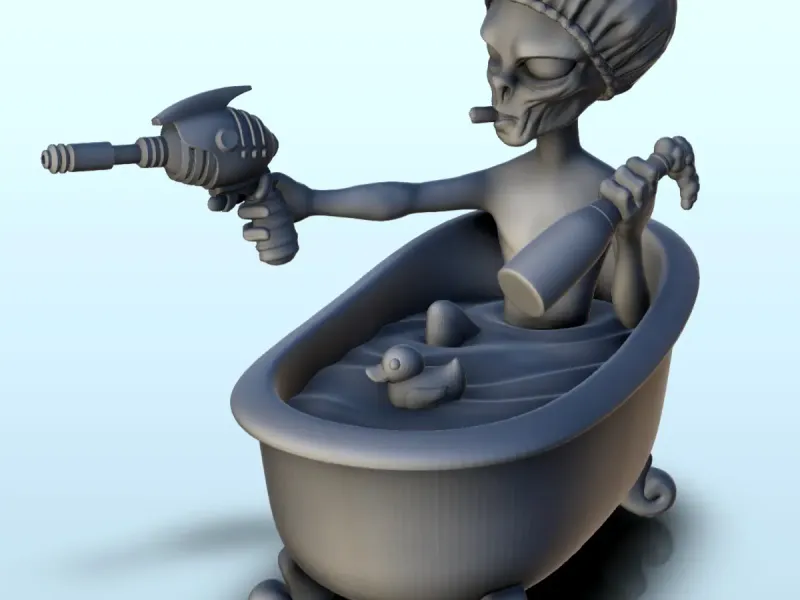 Alien armado en su bañera con pato flotante (5) (+ pre-sup
