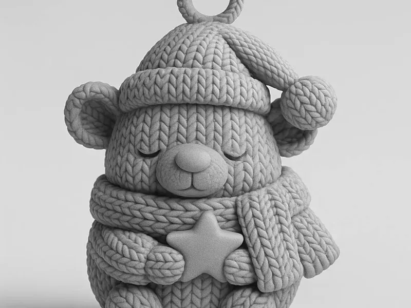 Christmas Knitted 🎁 Polar Bear Ornament Winter Hug ❄️