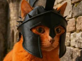 casco de espartano de gato