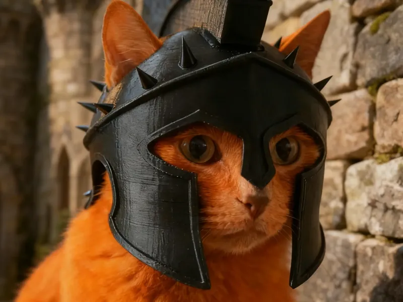 casco de espartano de gato
