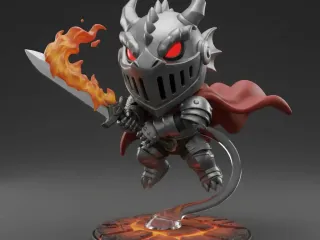 Chibi Infernal Demon Knight – Flaming Blade Mini Statue