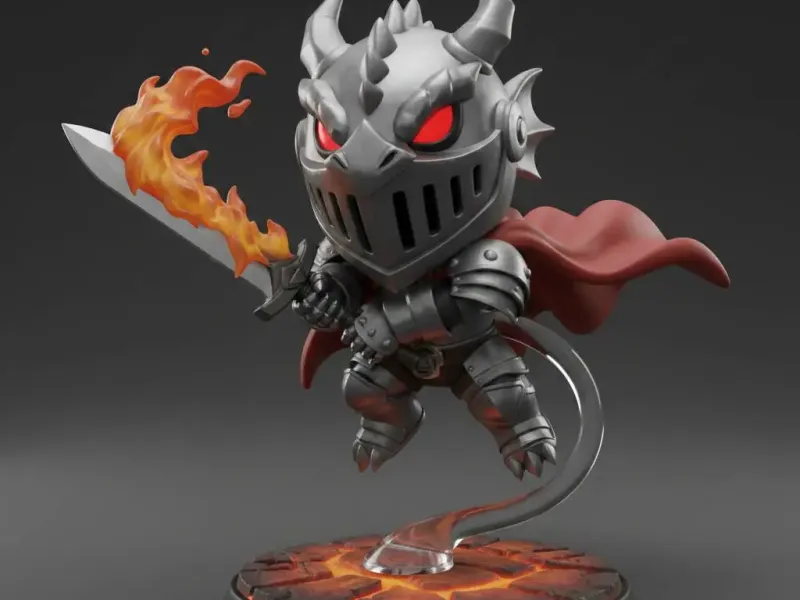 Chibi Infernal Demon Knight – Flaming Blade Mini Statue