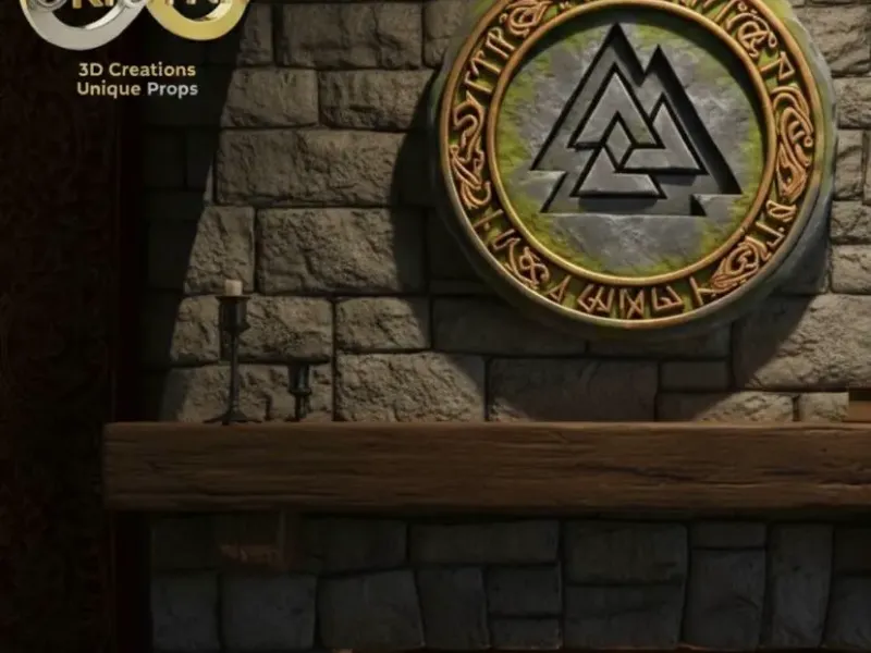 Viking Valknut on a circular base