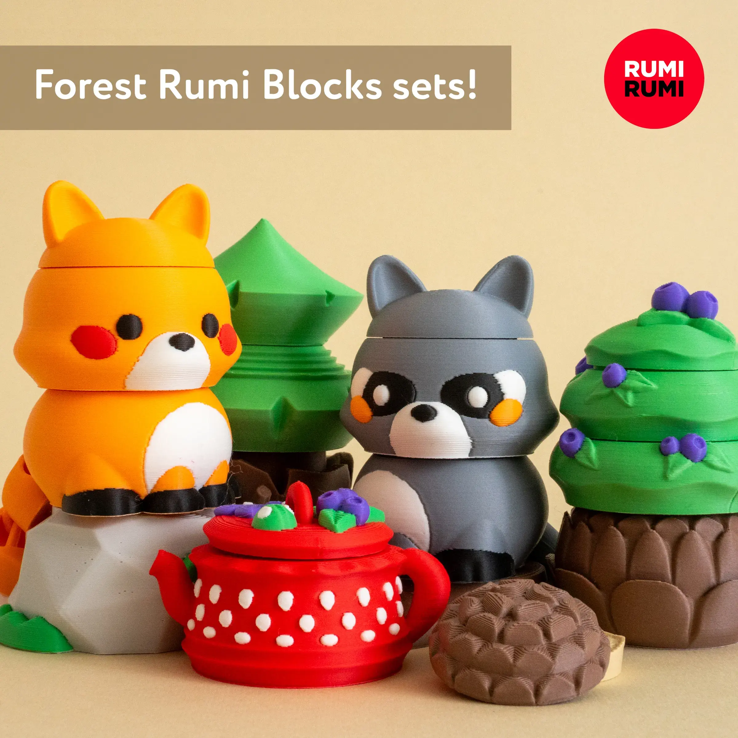Construction Toys STL Download - Forest Stackable Rumi Blocks Set with ...
