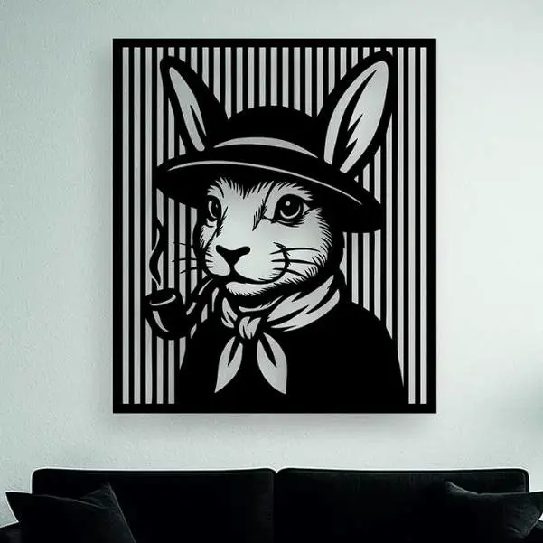 Home Decorations & Ornaments STL Download - Smoker Rabbit wall artby ...