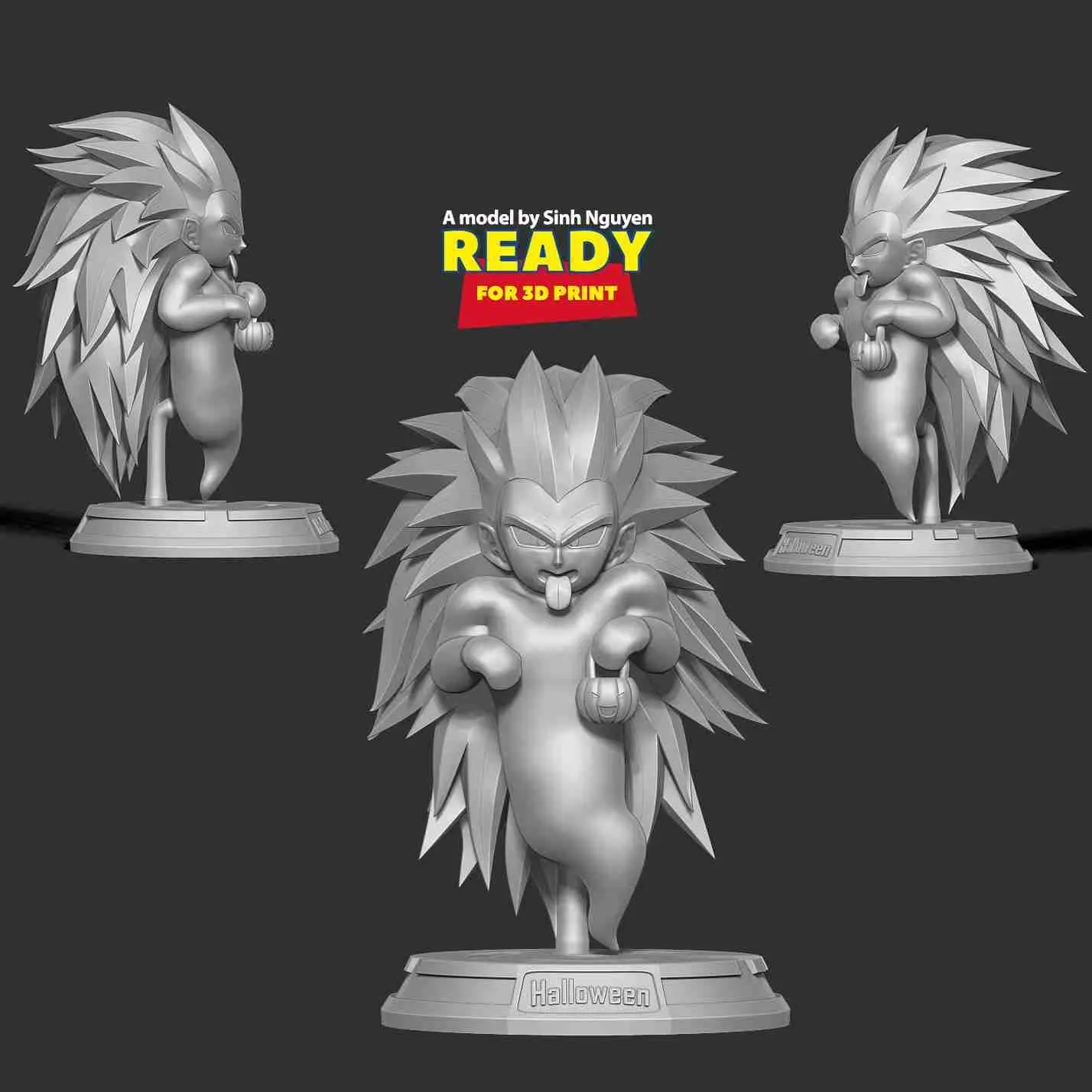 Other STL Download - Gotenks ghost SSJ3 with Halloweenby nlsinh