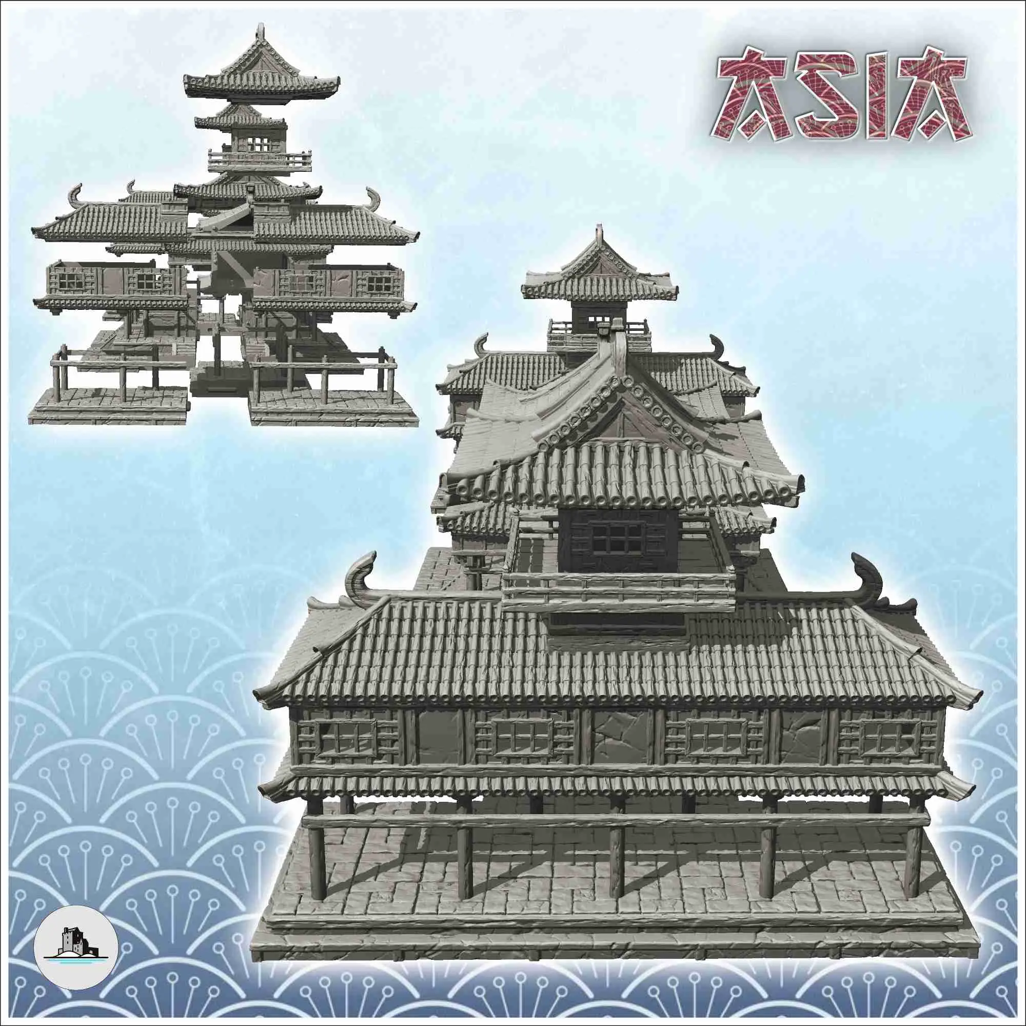 Large Asian palace with two wings (29) - Japan China Korea