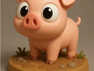 Cute Big Eyes Piggy Diorama