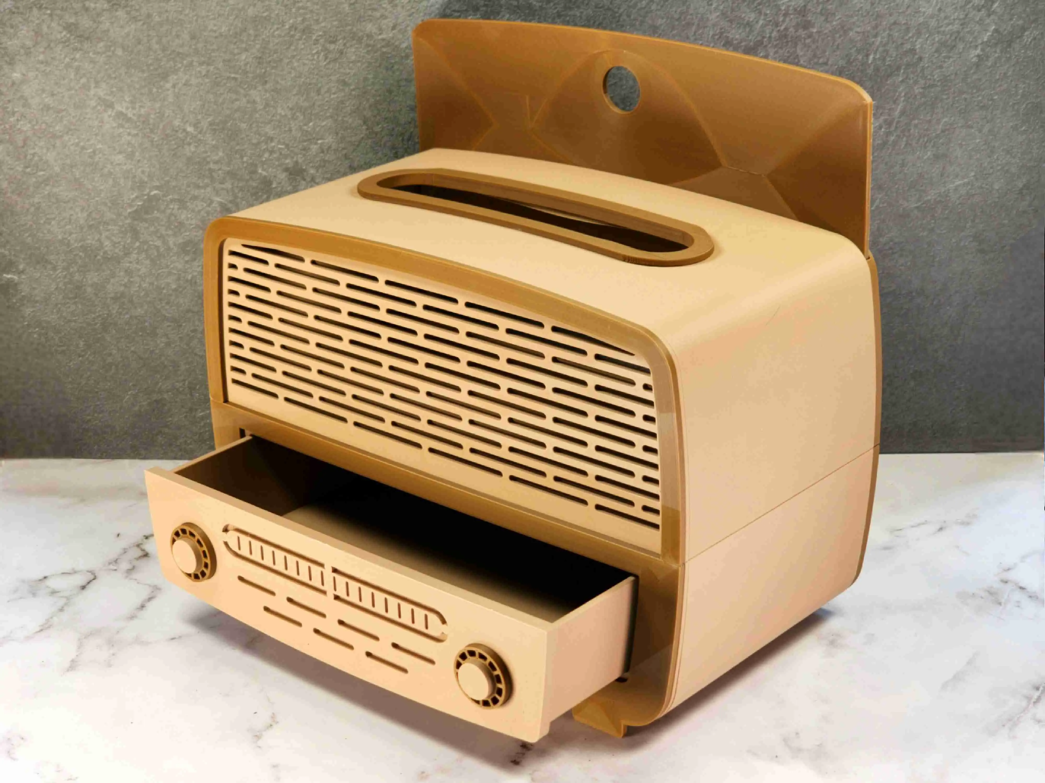 Vintage Radio Tissue Dispenser with Storage Compartment