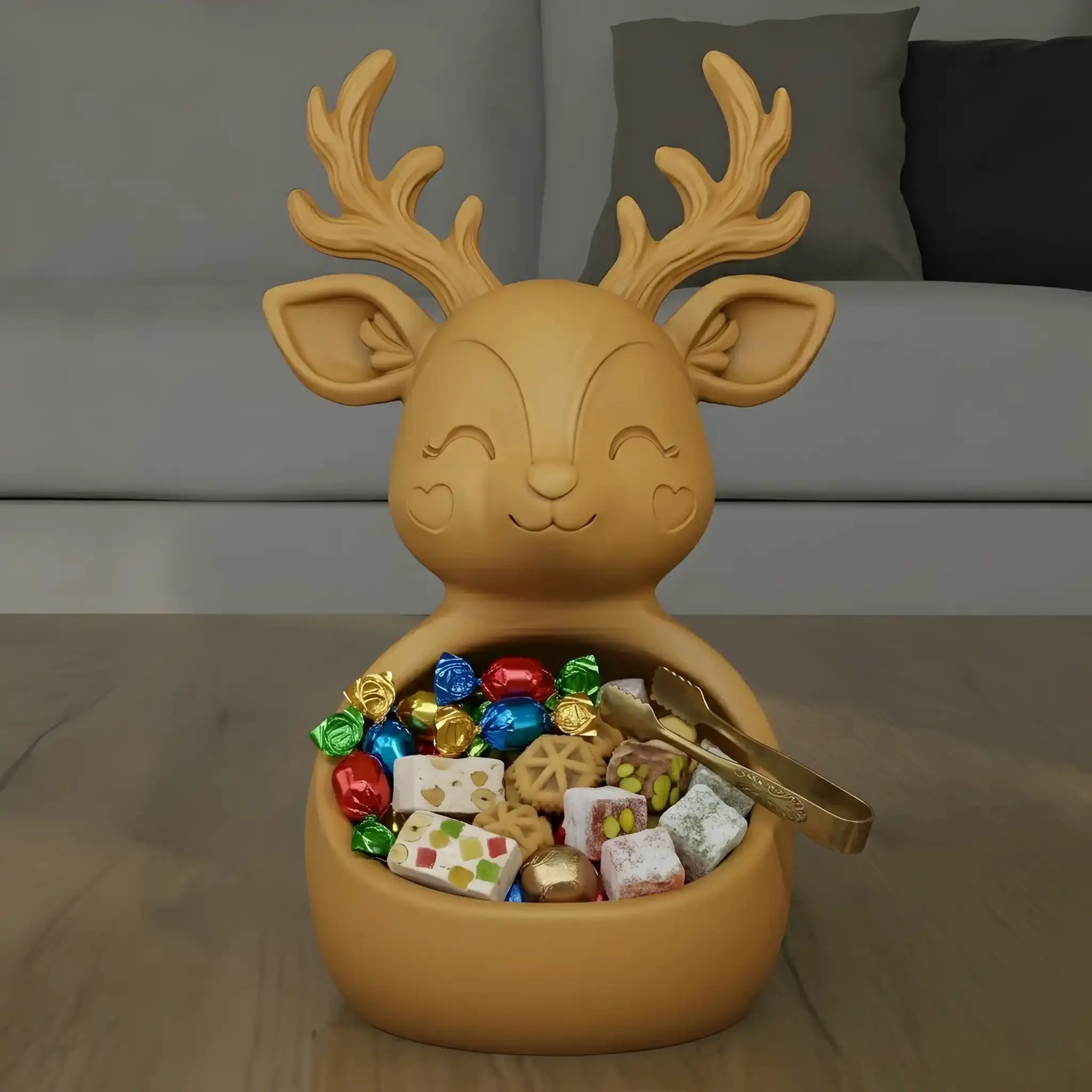 Cute Deer Head Bowl 3D Print STL File Home Decor Candy Dish