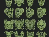 Demon Skull Tattoo Bundle | 16 Gothic Skull STL + SVG Design-3