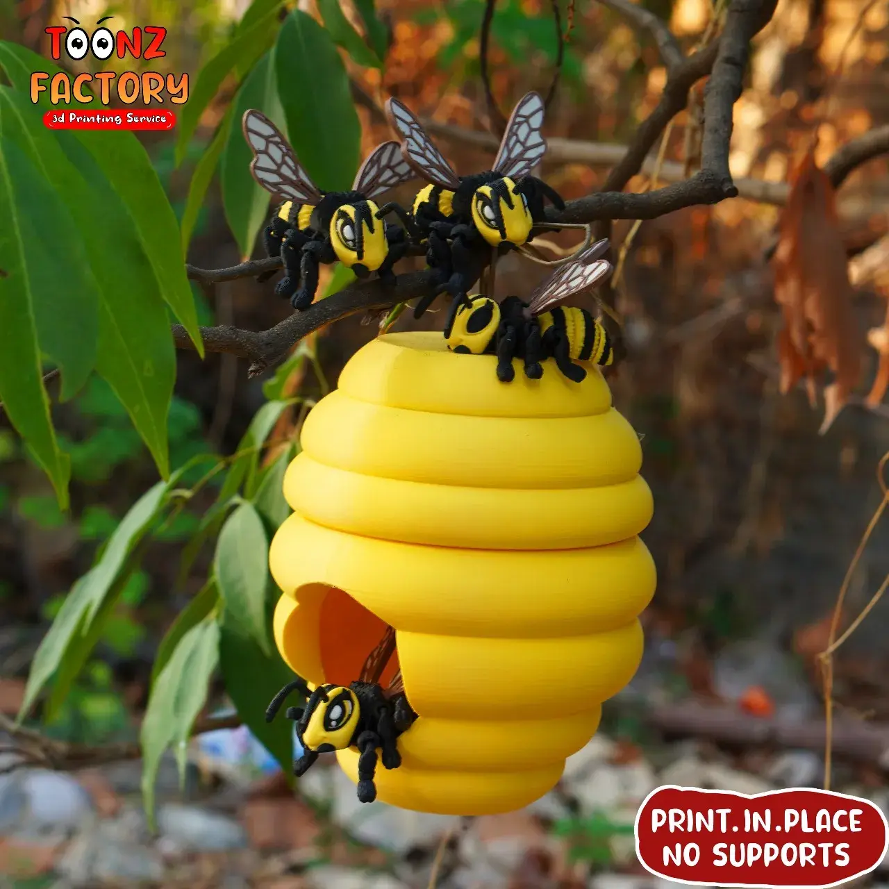 Print In Place Cute Flexi Bee & Beehive