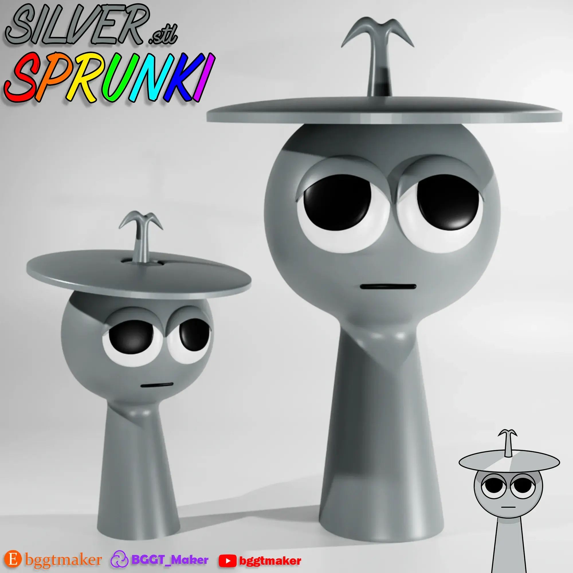 CLUKR SPRUNKI INCREDIBOX SILVER | Sprunki 3D Model STL Fan A