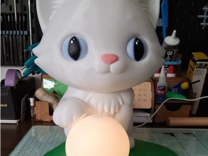 LED電球付き猫ランプ / LEDグローブライト付き猫ランプ