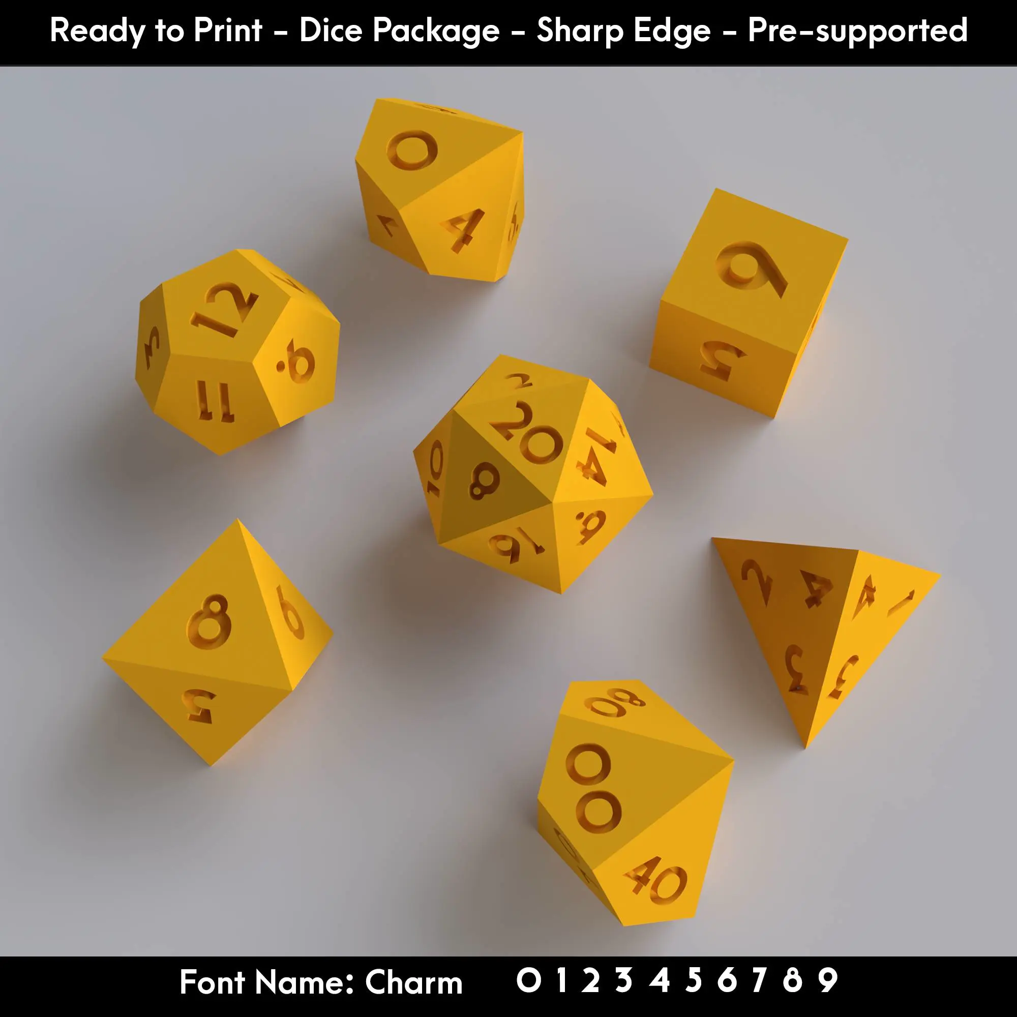 Dice Masters – Ready to Print - 7 Piece Set – Charm Font
