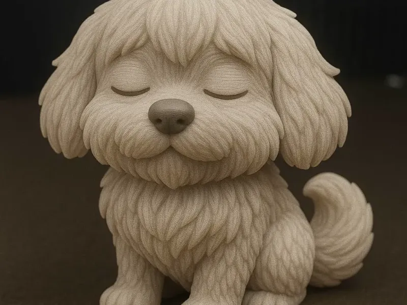 Cute Fluffy Puppy – Kawaii Dog Figurine | Easy Support-Free