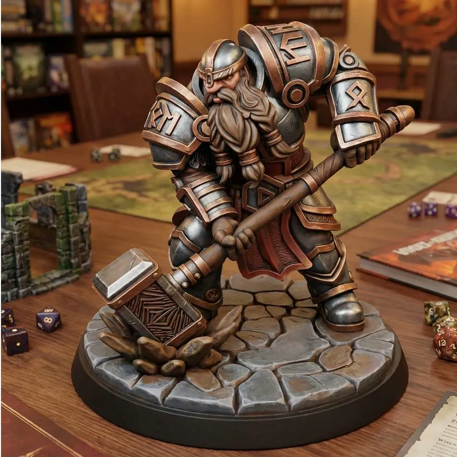 Dwarf Warrior with Hammer | Fantasy RPG Miniature