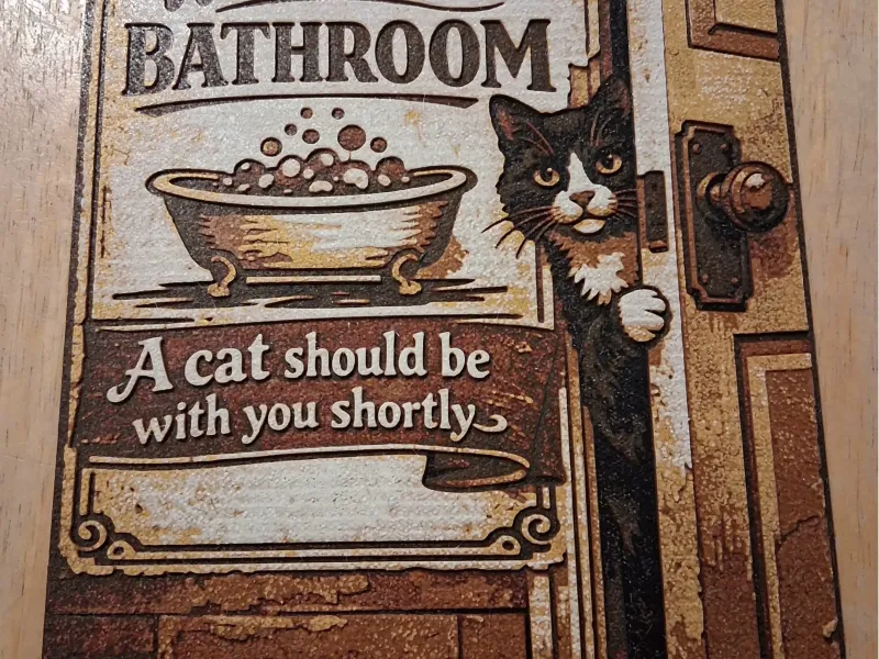 Cat Bathroom Sign (Hueforge)