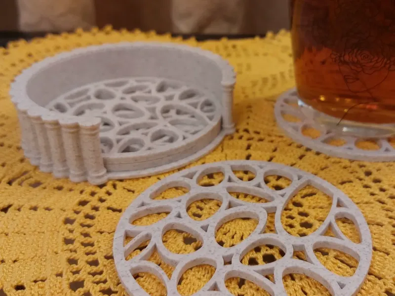 Voronoi Coaster with pillar coaster holder