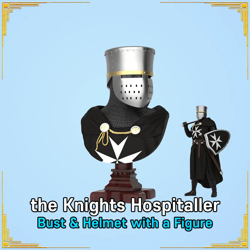 büste und Helm des Johanniterordens mit einer Figur