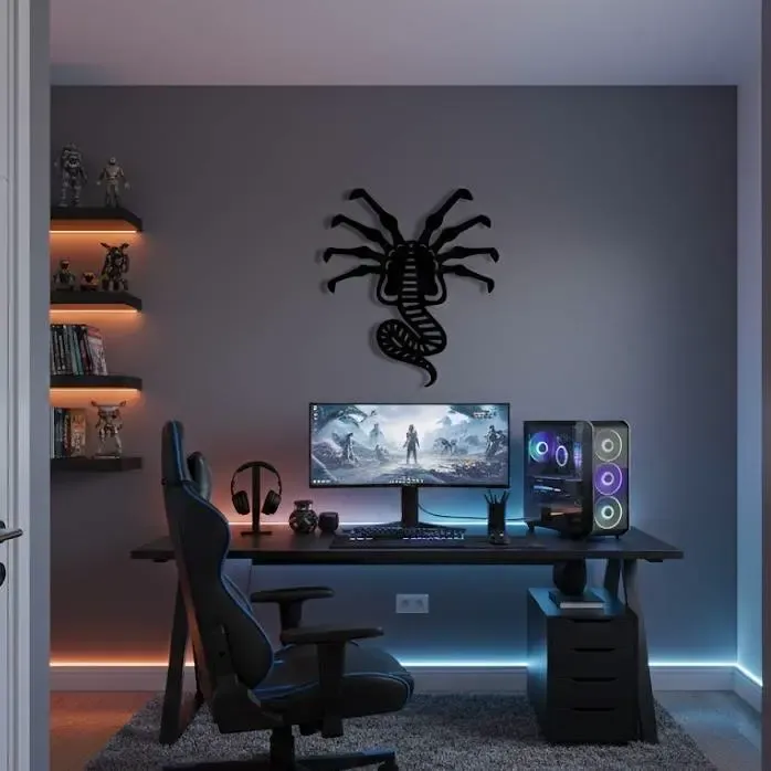 Xenomorph Facehugger Outline Silhouette - 3D Wall Decor