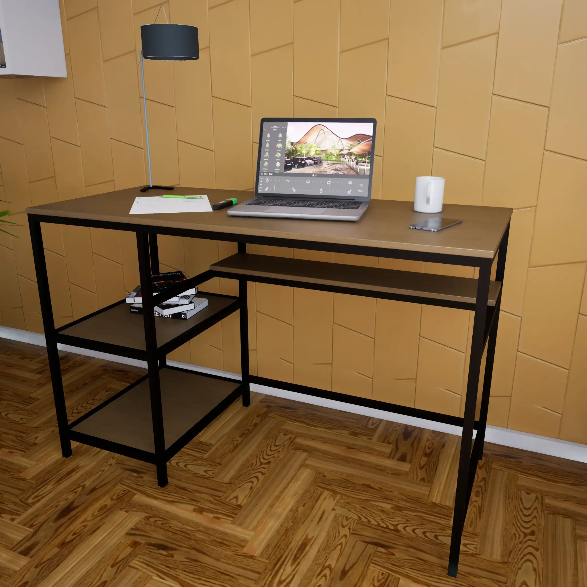 Bureau avec rangement et casier, miniature (1:12, 1:16, 1:1)