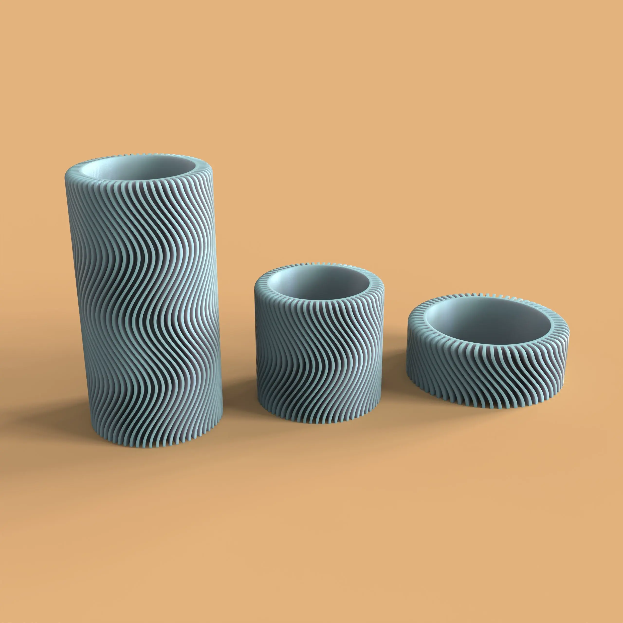 WAVE VASE, PENCIL CASE AND CONTAINER, VASE VAGUE, POT À CRAY