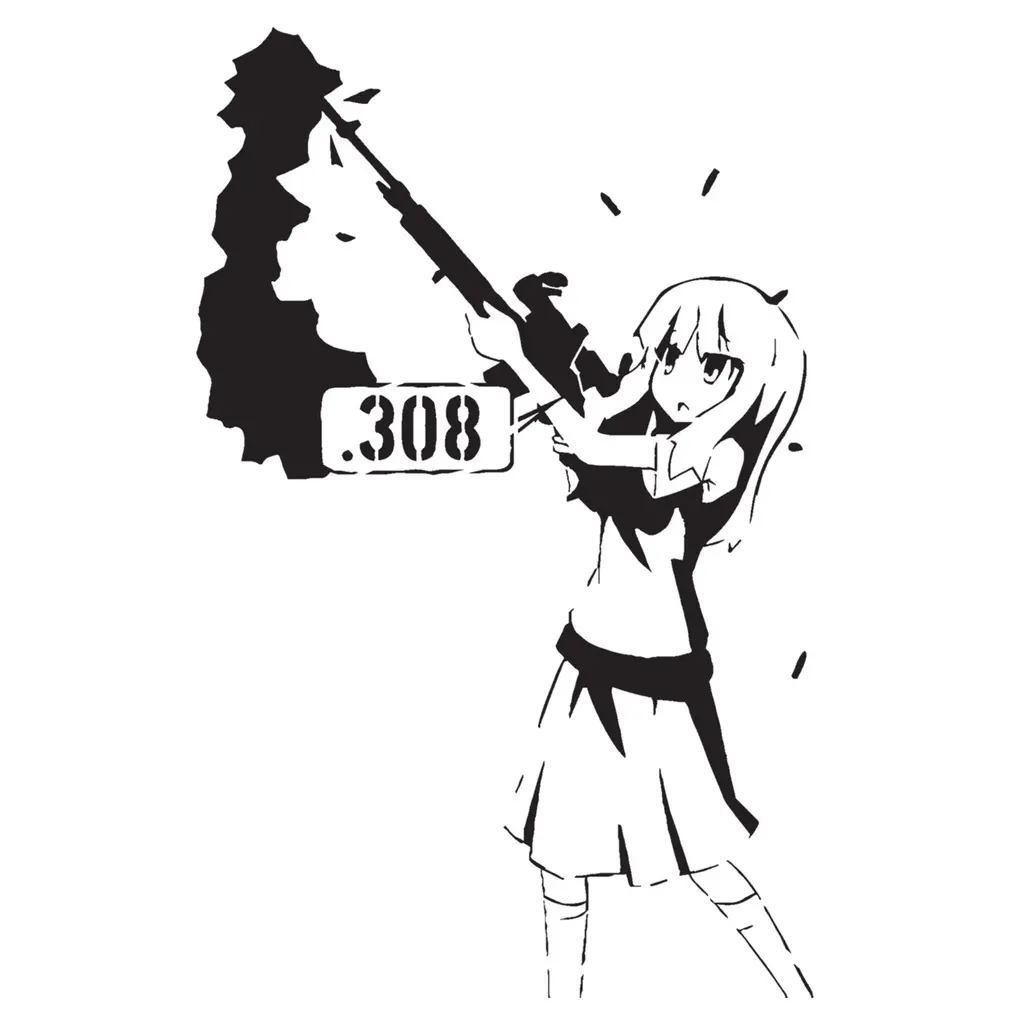 Anime Gun Girl stencil 1