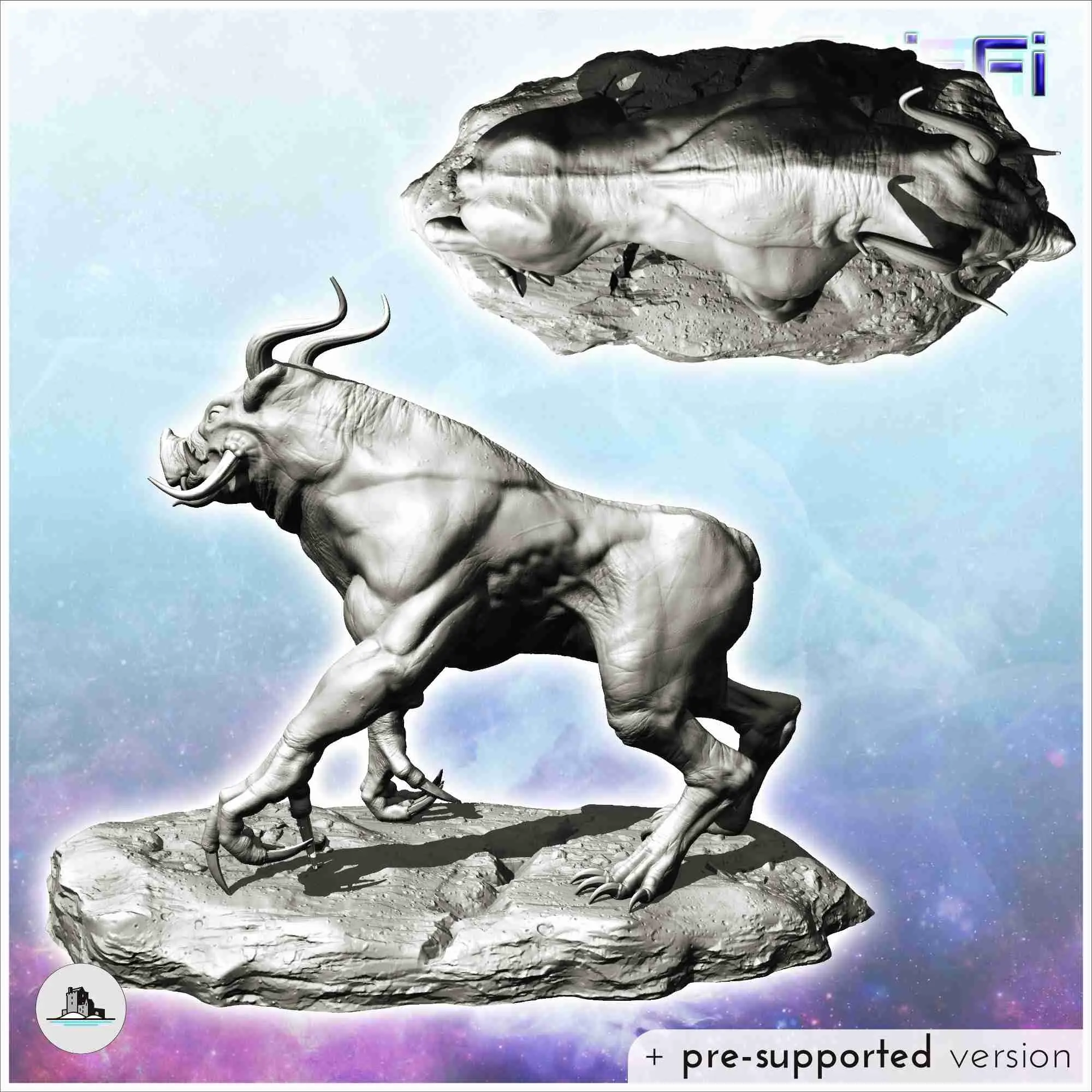 Alien boar creature with double horns and four legs (19) - s