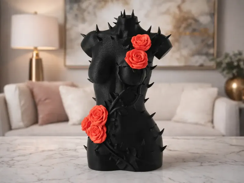 Thorned Rose Torso Sculpture - Gothic Art