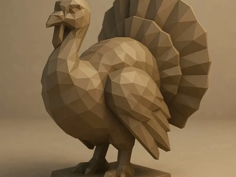 🦃 Low-Poly Kalkoen Standbeeld – Thanksgiving 3D-print