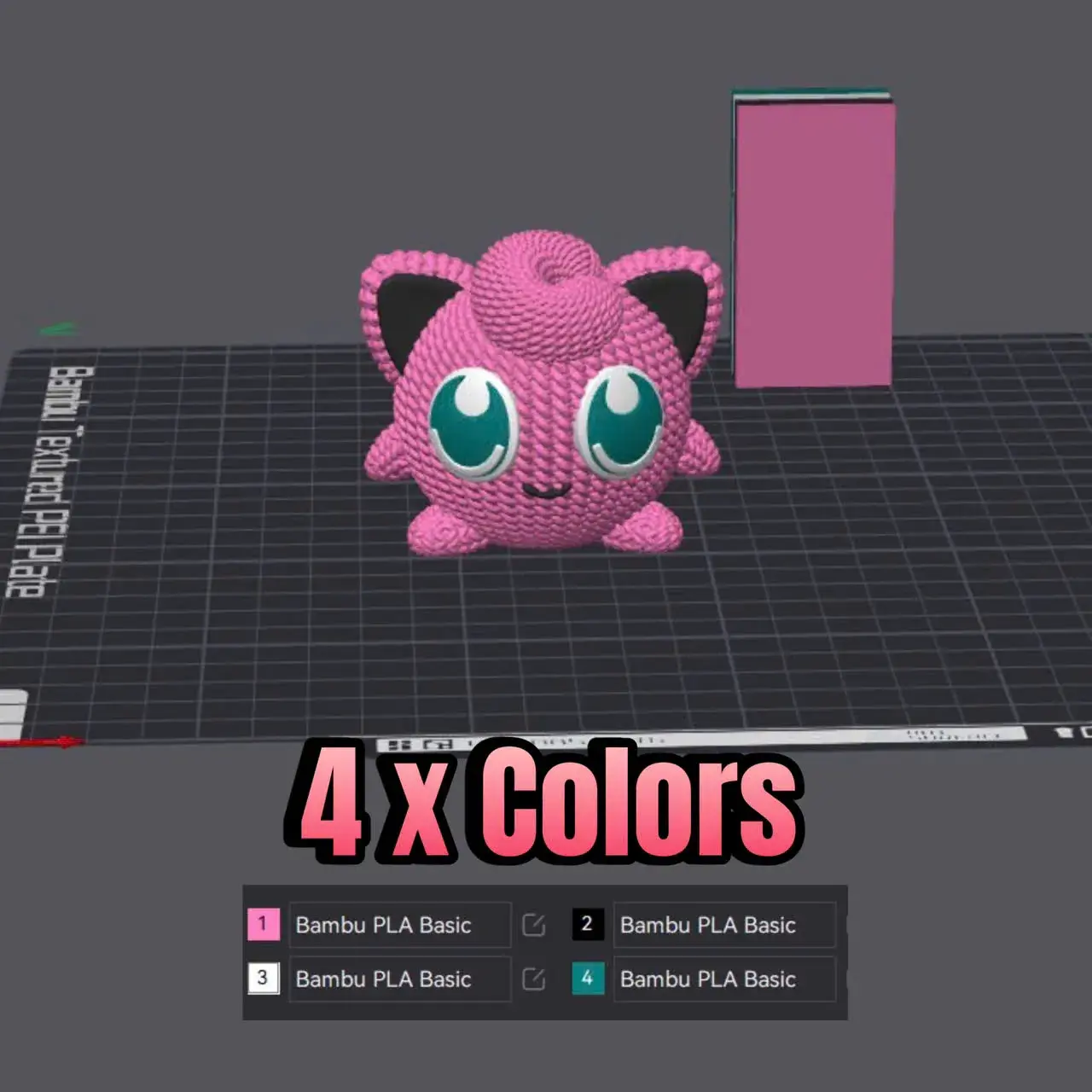 Pokemon Jigglypuff Gehaakt - Gebreid - STL &amp; 3mf Veelkleurig