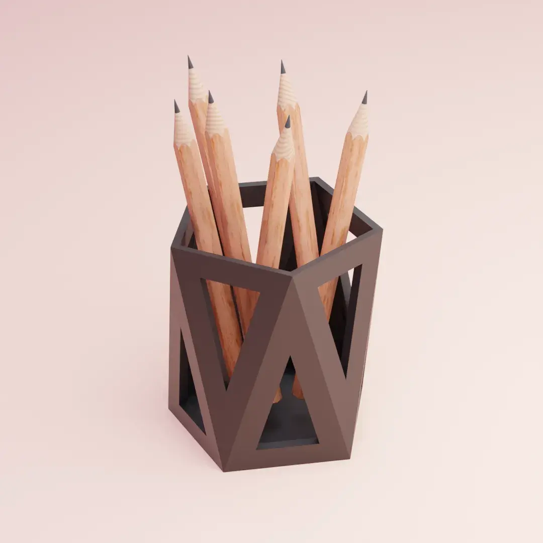 Icosahedron Pencil Holder Geometric Desk Organizer