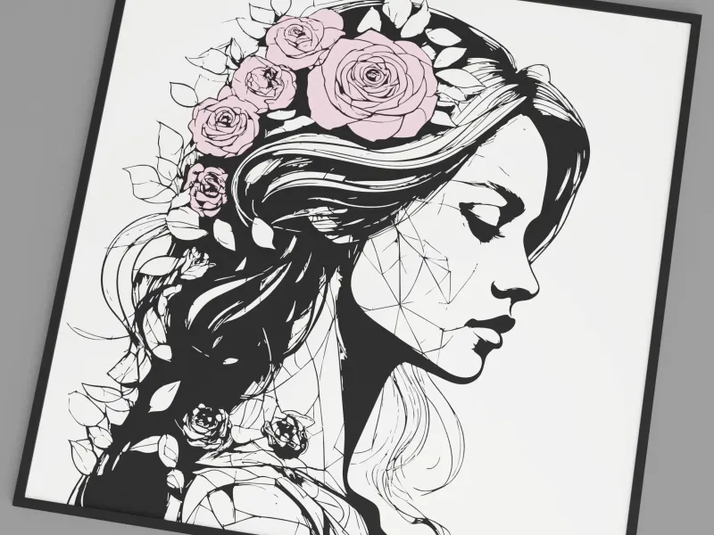 Girl with Roses – Wall Decoration V1