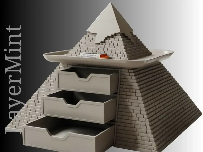 Pyramid Desk Organizer with 3 Drawers – Ancient Egypt