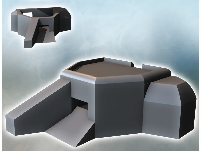 Blockhouse bunker with protective wing and firing opening (1