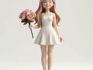 elinde gül taşıyan kadın