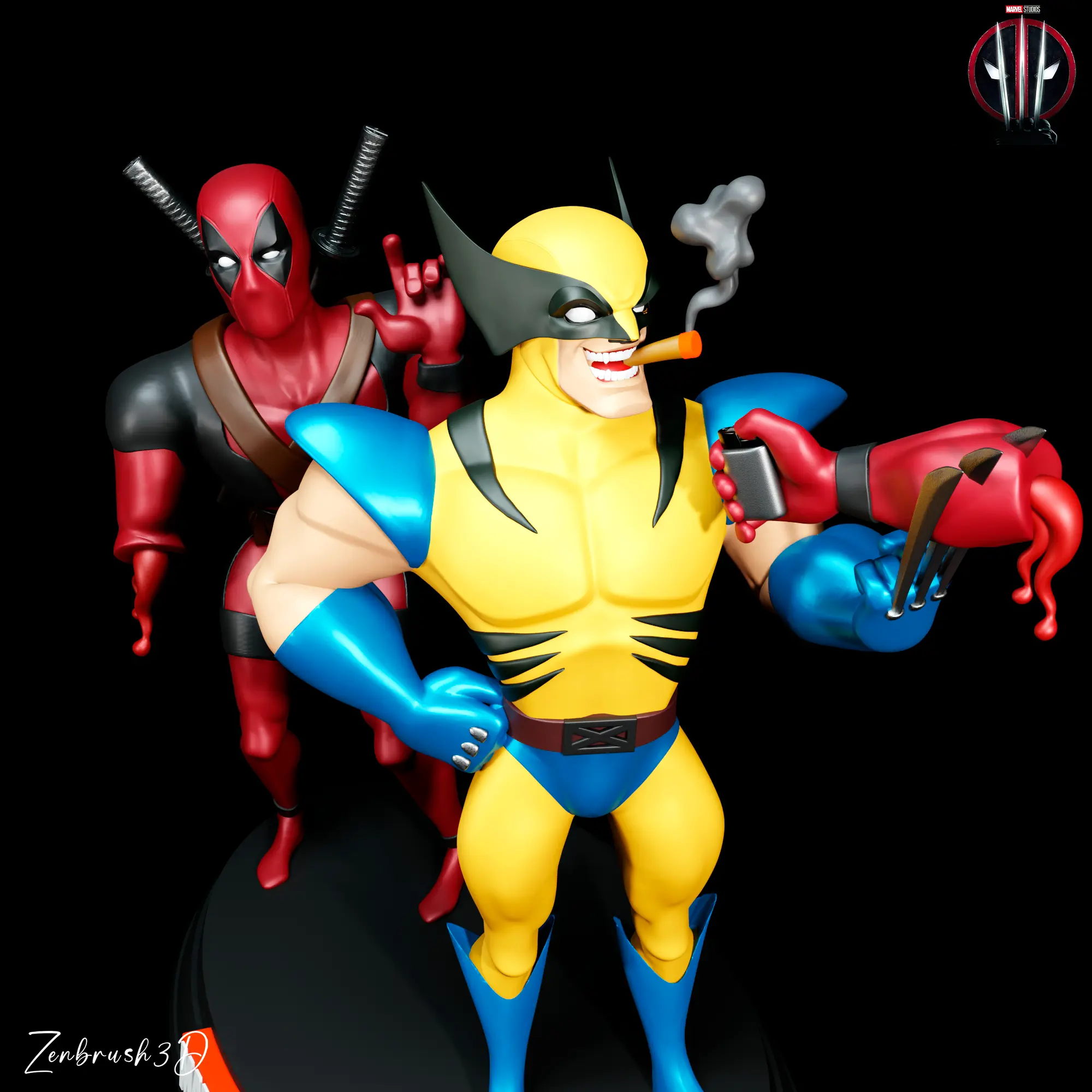 DIORAMA DE DEADPOOL E WOLVERINE COMPLETO PARA IMPRESSÃO 3D