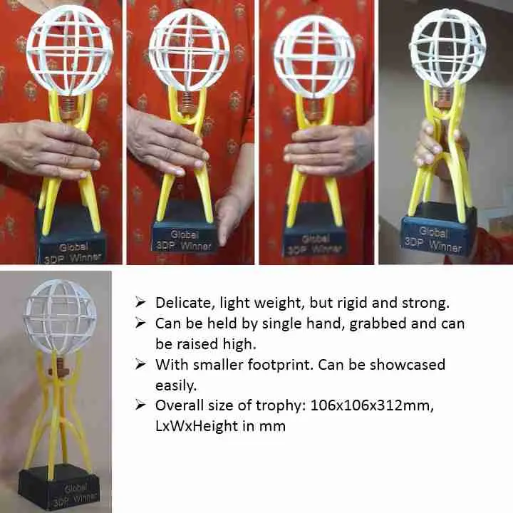 3D Printed  Trophy : "GLOBAL  3DP Winner Trophy"
