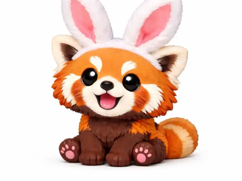 red panda with bunny ears