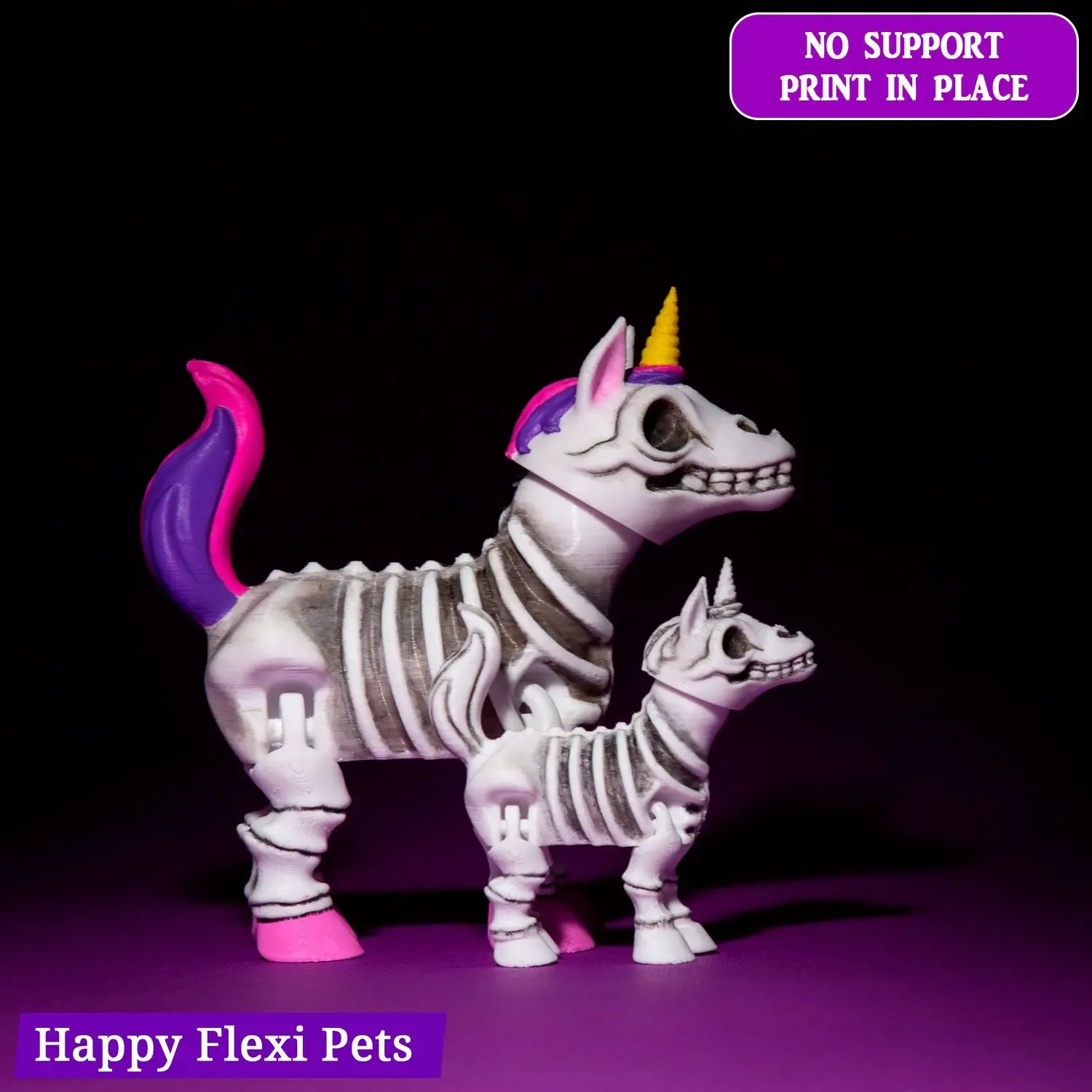 Skeleton Unicorn - print in place Halloween toy