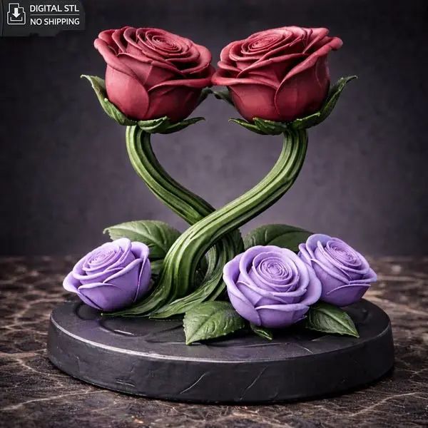 Rose Heart STL – Romantic Flower Sculpture