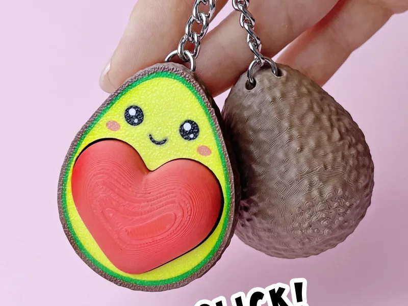 Avocado Clicker Heart Keychain, Romantic San Valentine