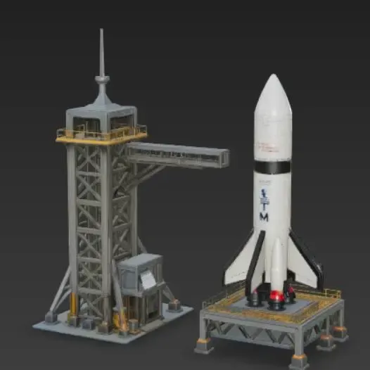 Rocket & Launch Tower Diorama STL Set. Space Launch Platform