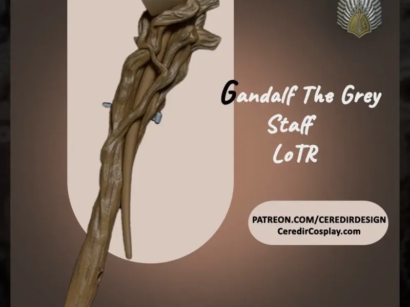 Gandalf the Grey Staff lord of the rings 3D DIGITAL DOWNLOAD