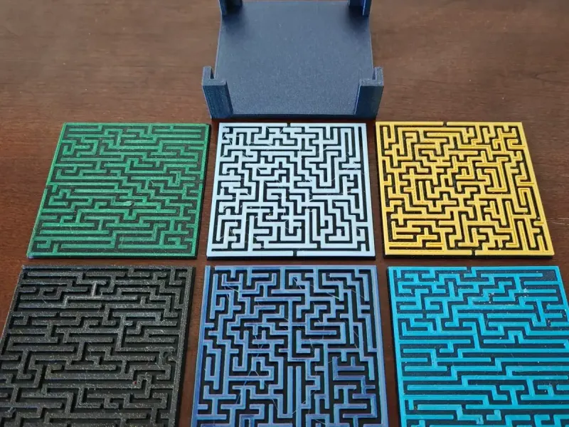 Maze Coasters and Holder