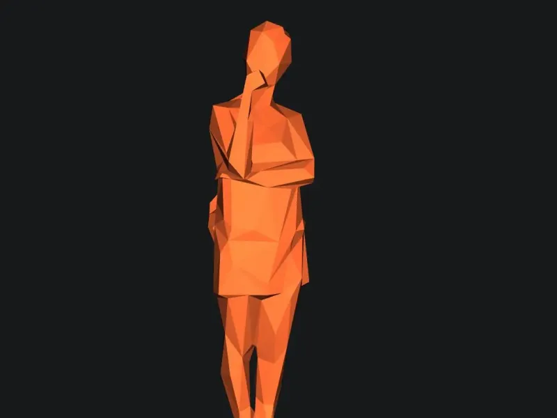 Girl Backpack pigtail looking at nails Low Poly