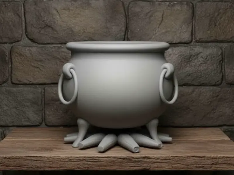 witch's cauldron on fire
