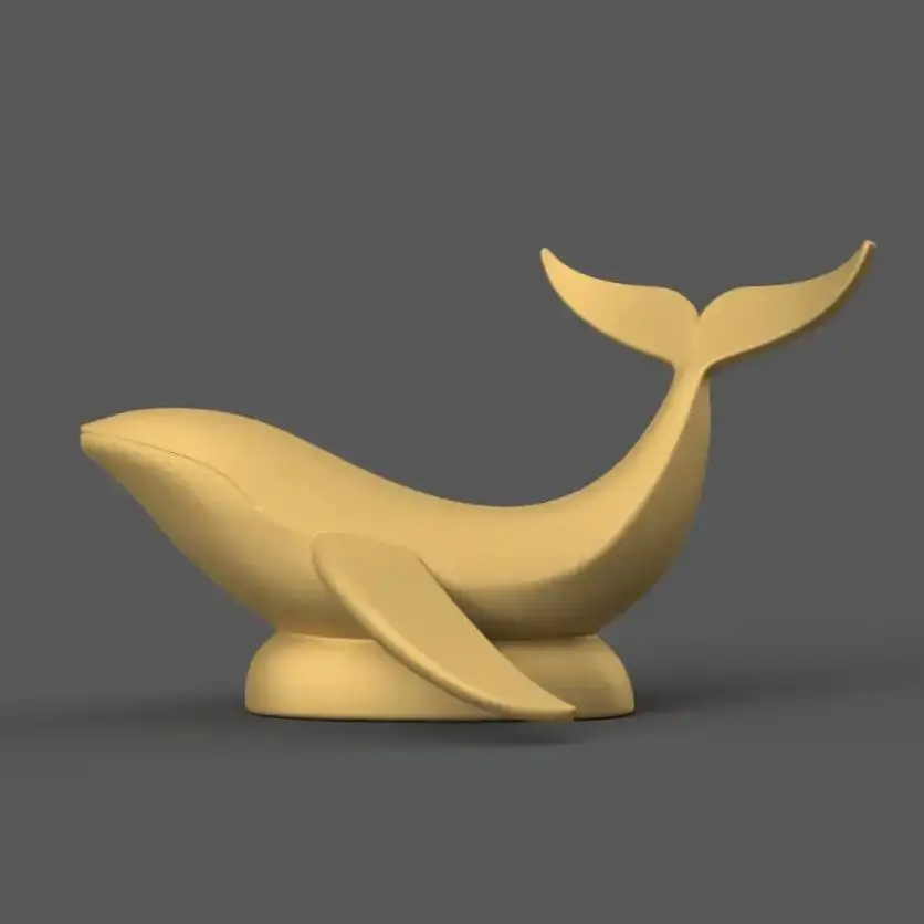 Elegant Whale STL 3D Print Model Modern Desk Decor