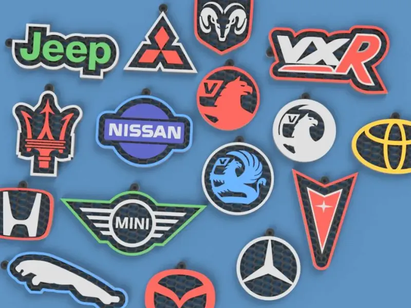 Honeycomb-style keychains with car brand logos. part2